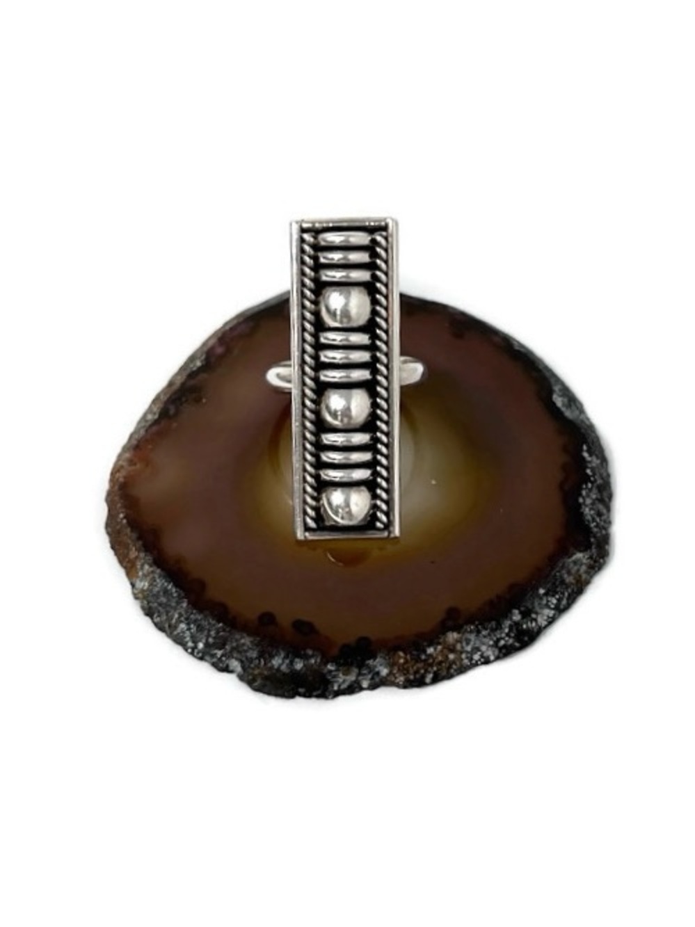 Signed Sterling Silver Thomas Charley Navajo Rectangular Ring/Size 6